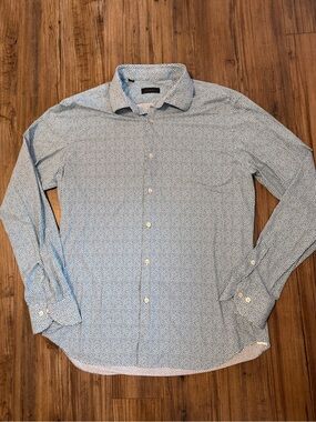 Saks Fifth Avenue Light Blue Micro-Print Dress Shirt